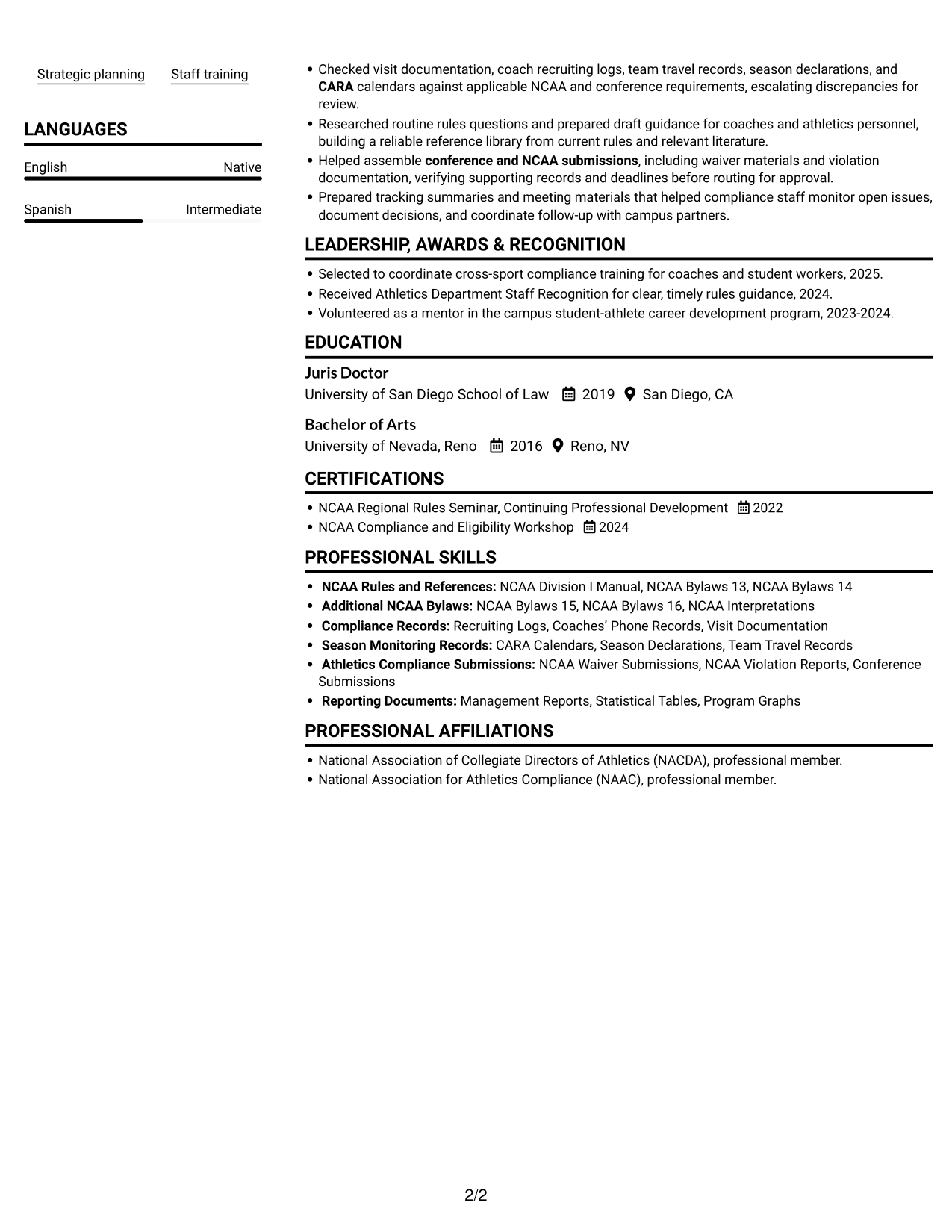 Resume example — page 2