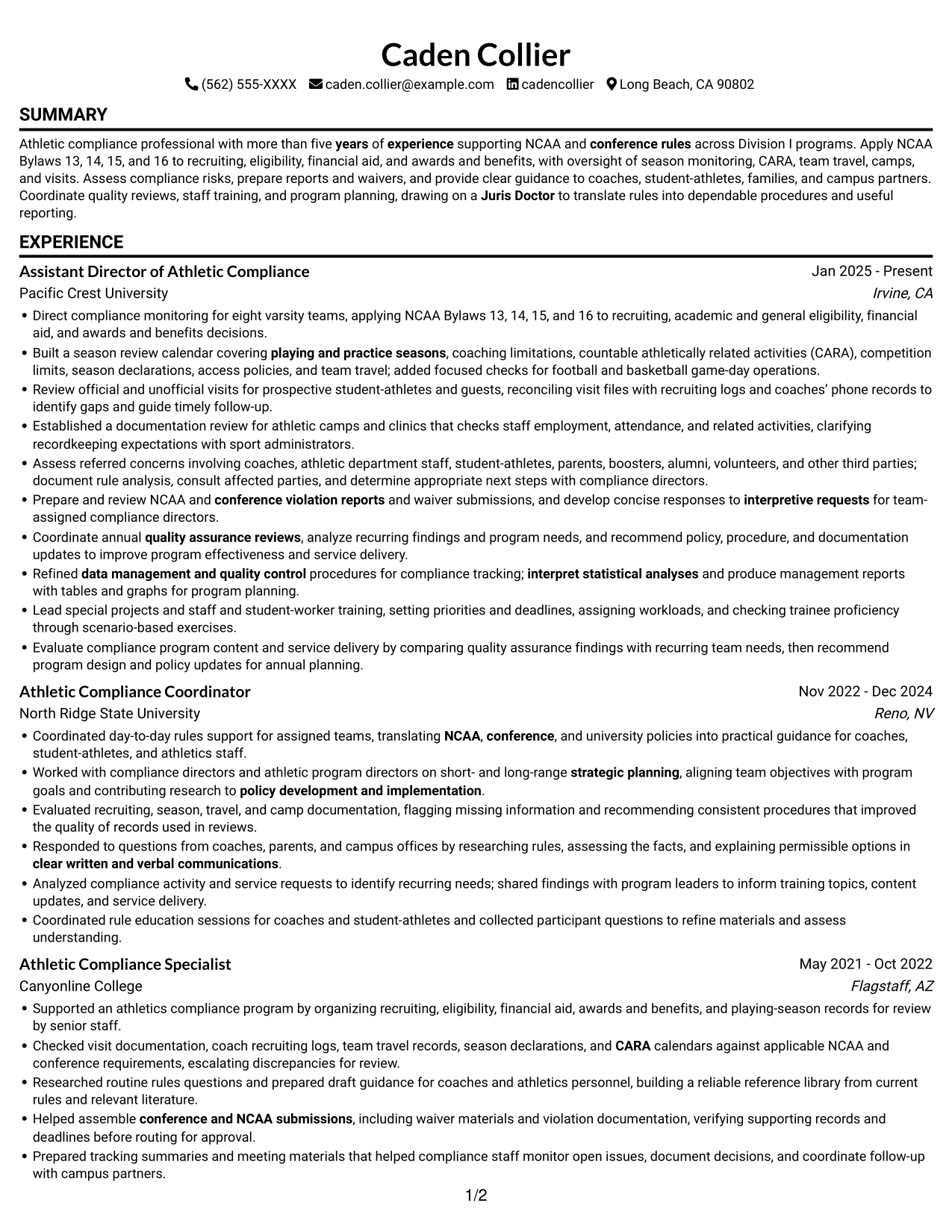 Resume example — page 1