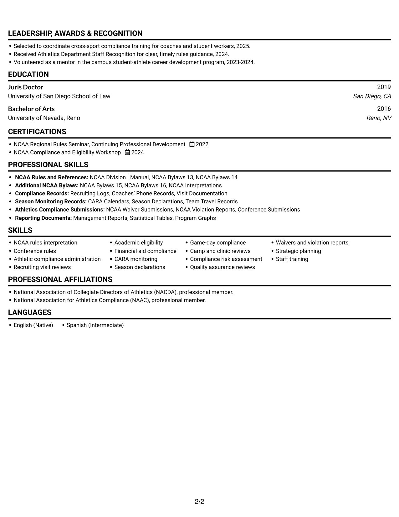 Resume example — page 2