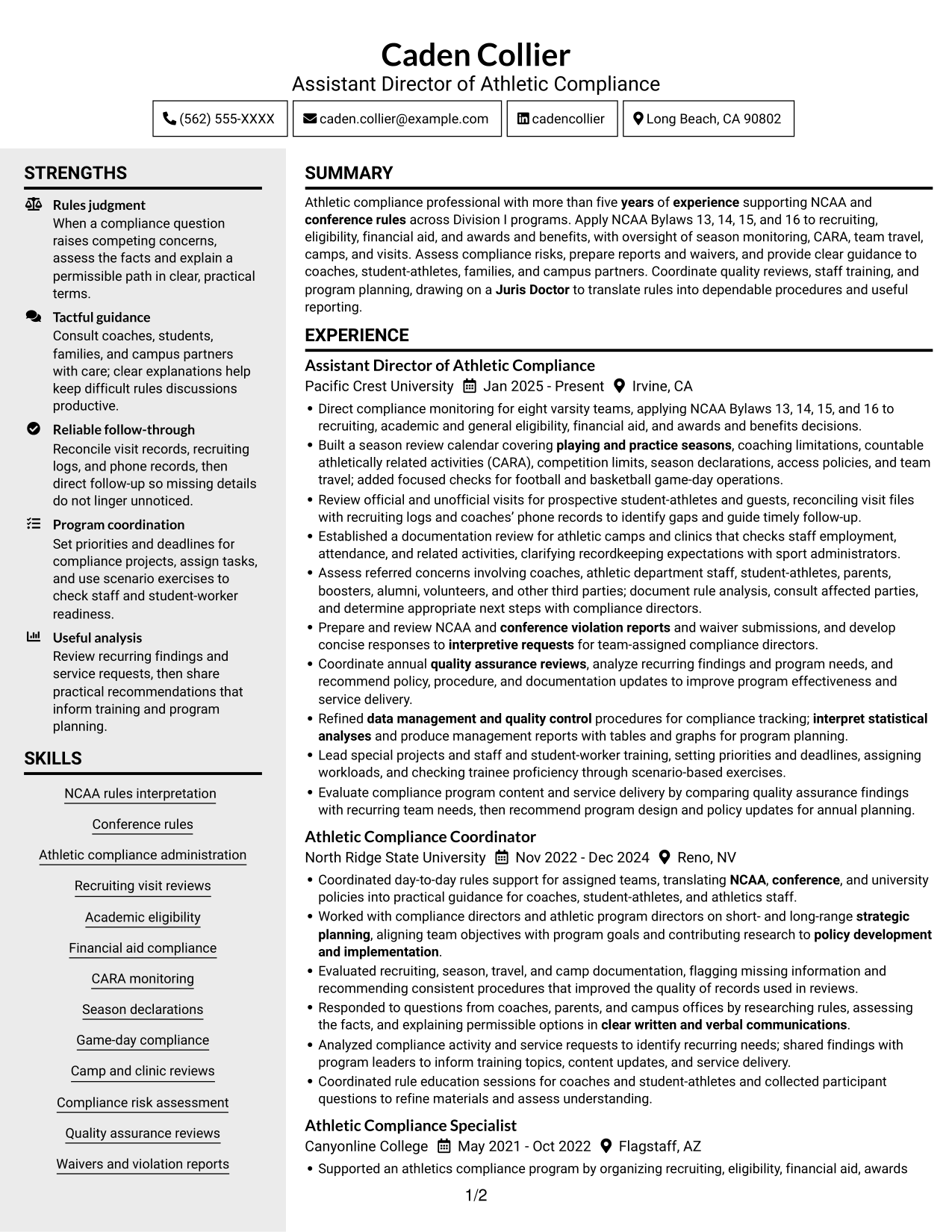 Resume example — page 1