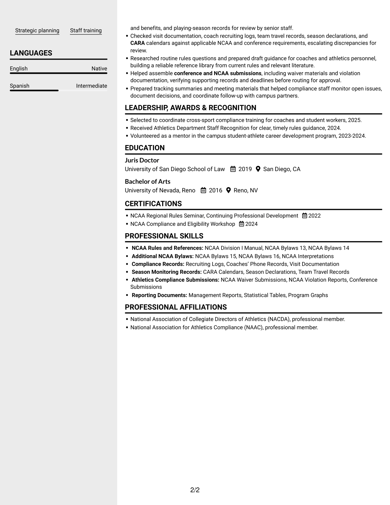 Resume example — page 2