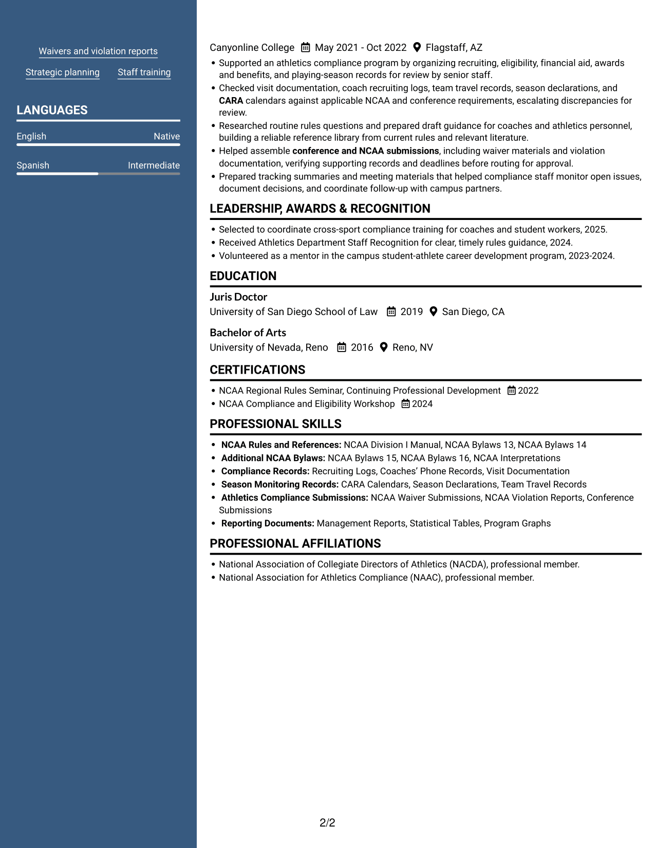 Resume example — page 2