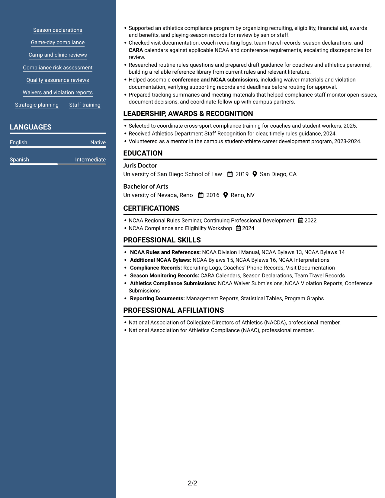 Resume example — page 2