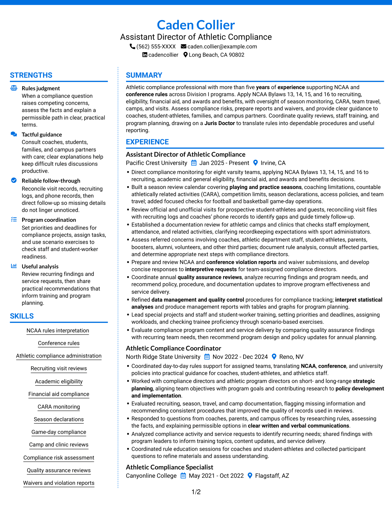 Resume example — page 1