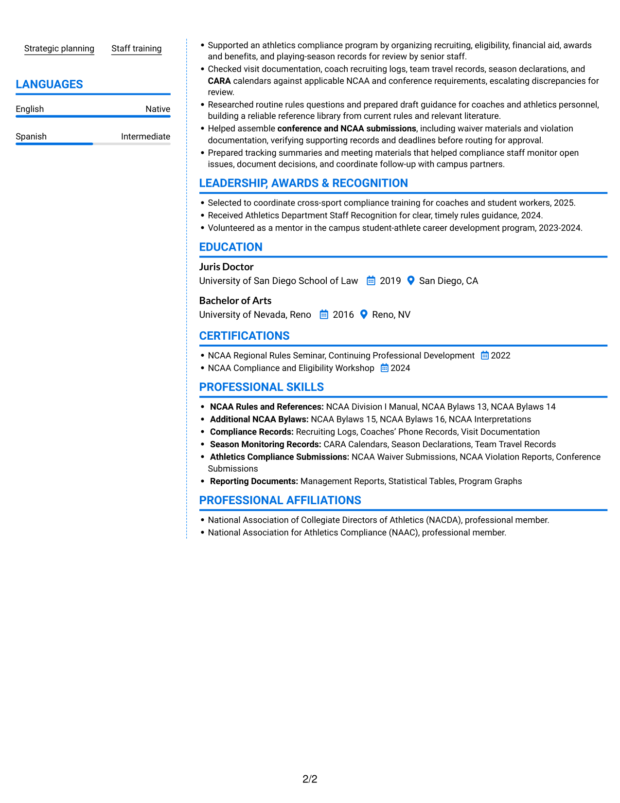 Resume example — page 2