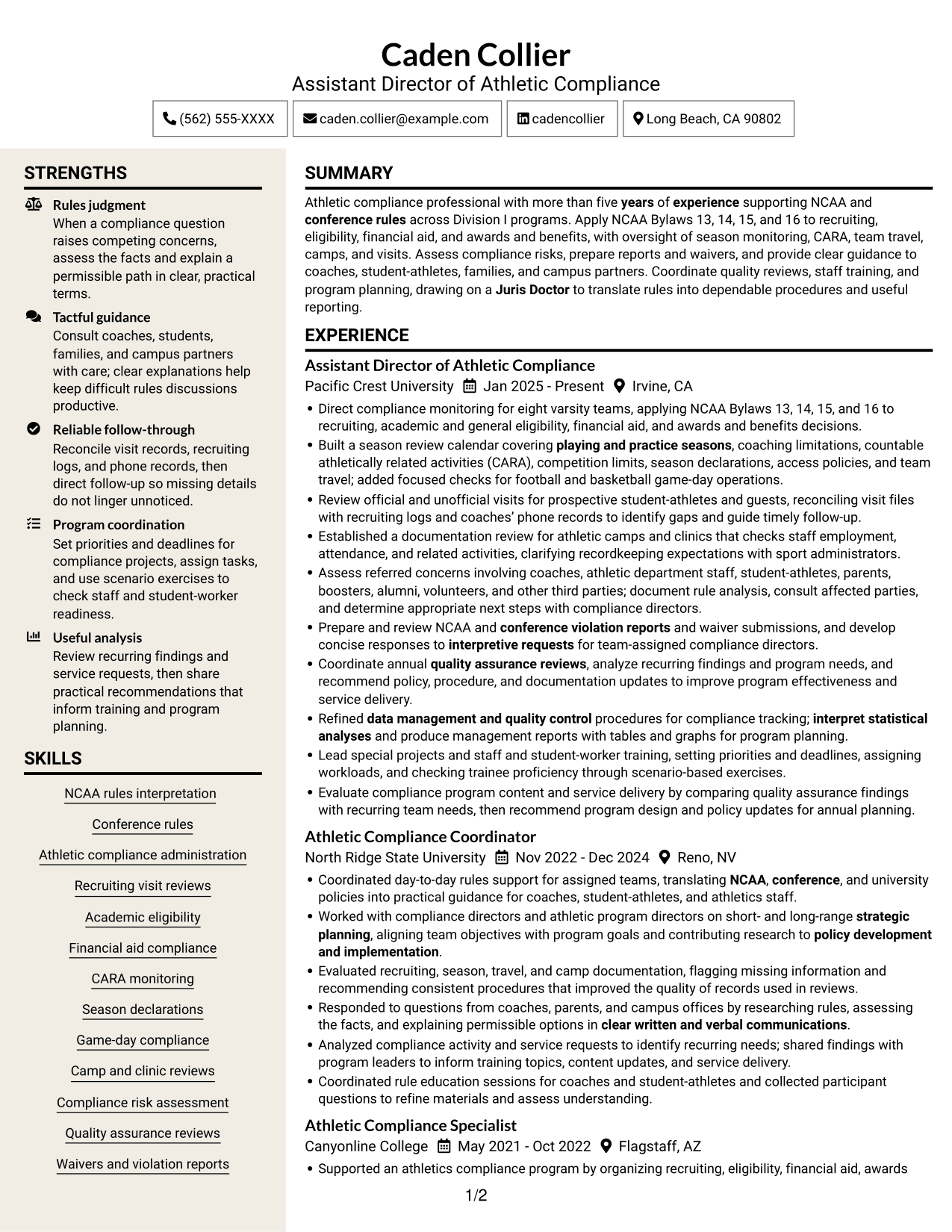 Resume example — page 1