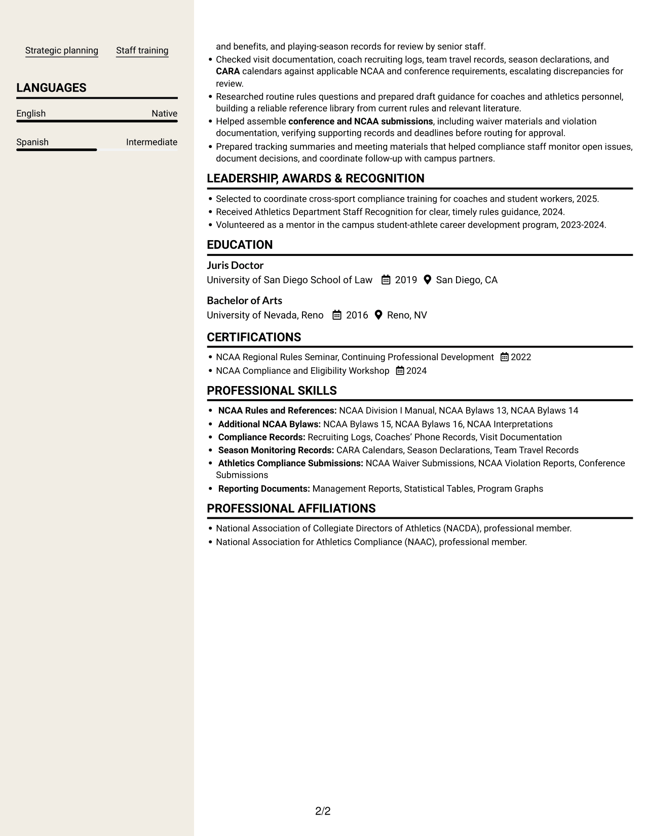 Resume example — page 2