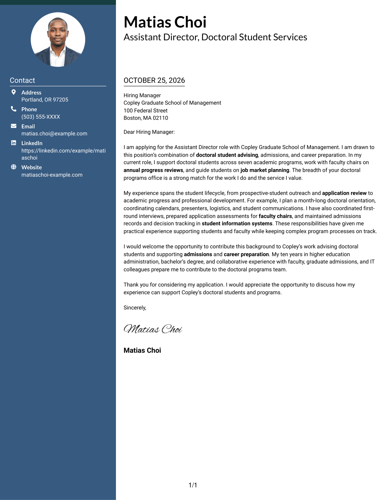 Cover letter example — page 1