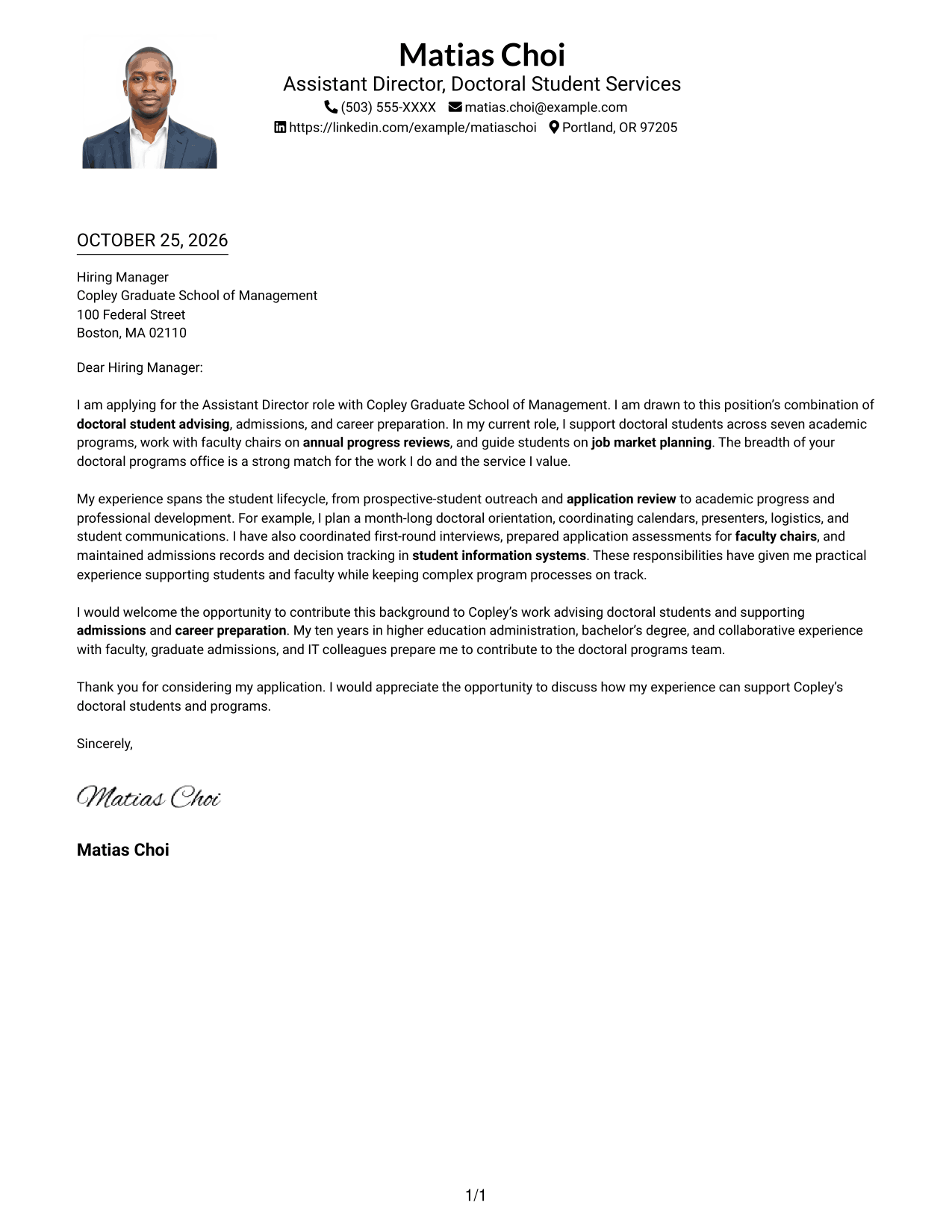 Cover letter example — page 1