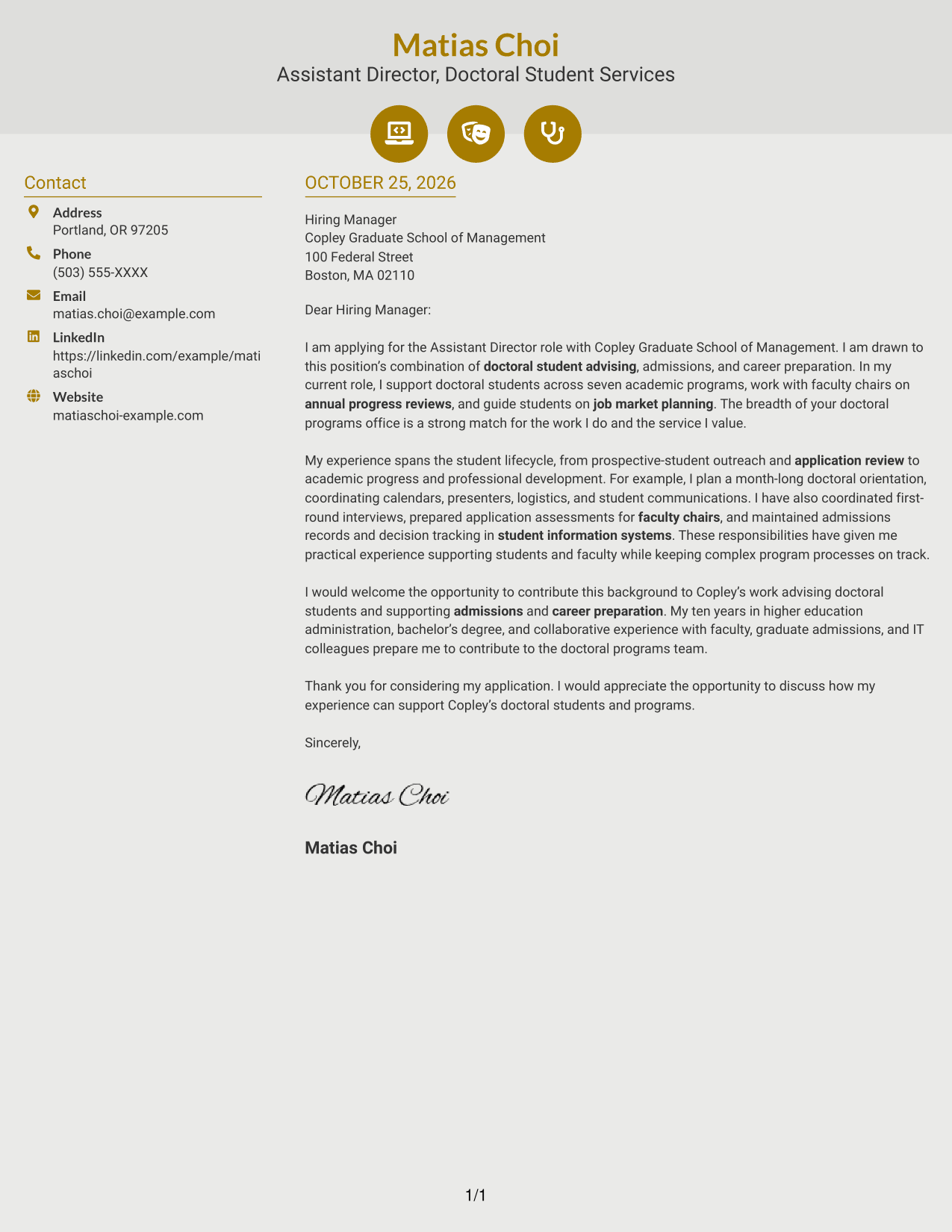 Cover letter example — page 1