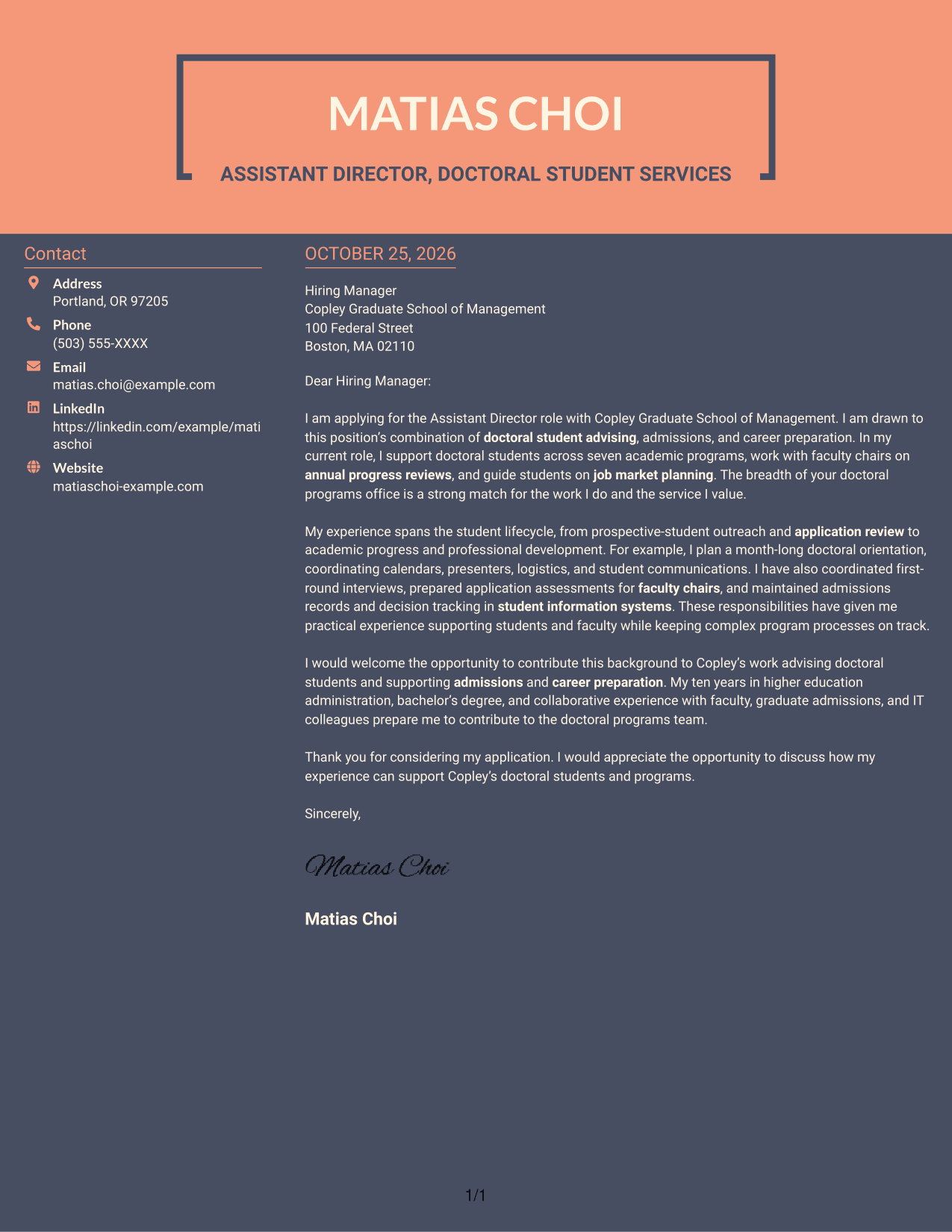Cover letter example — page 1