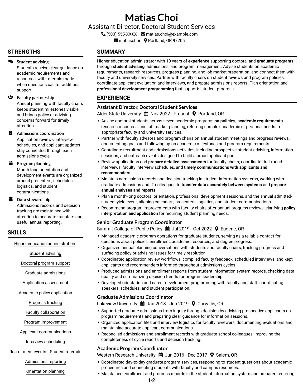 Resume example — page 1