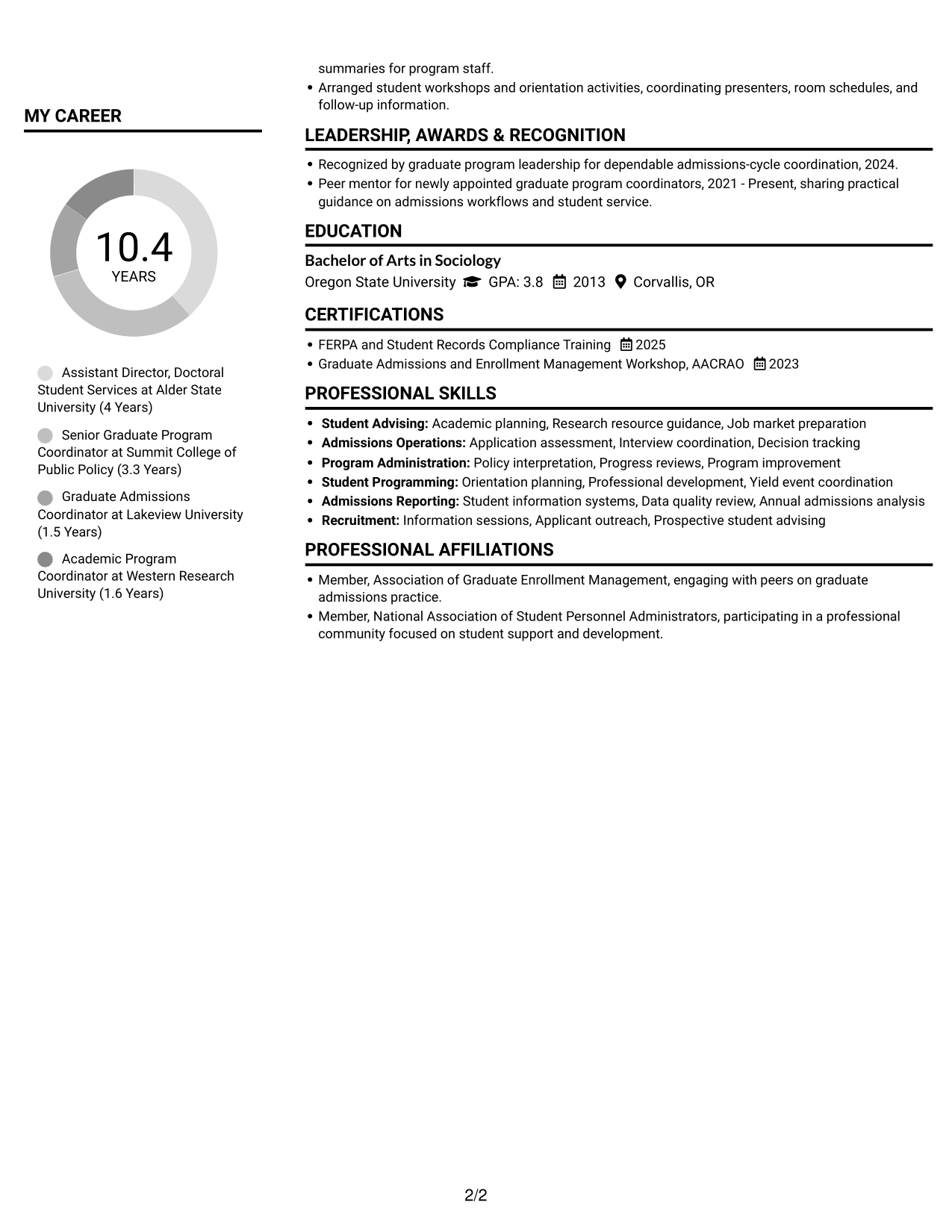 Resume example — page 2
