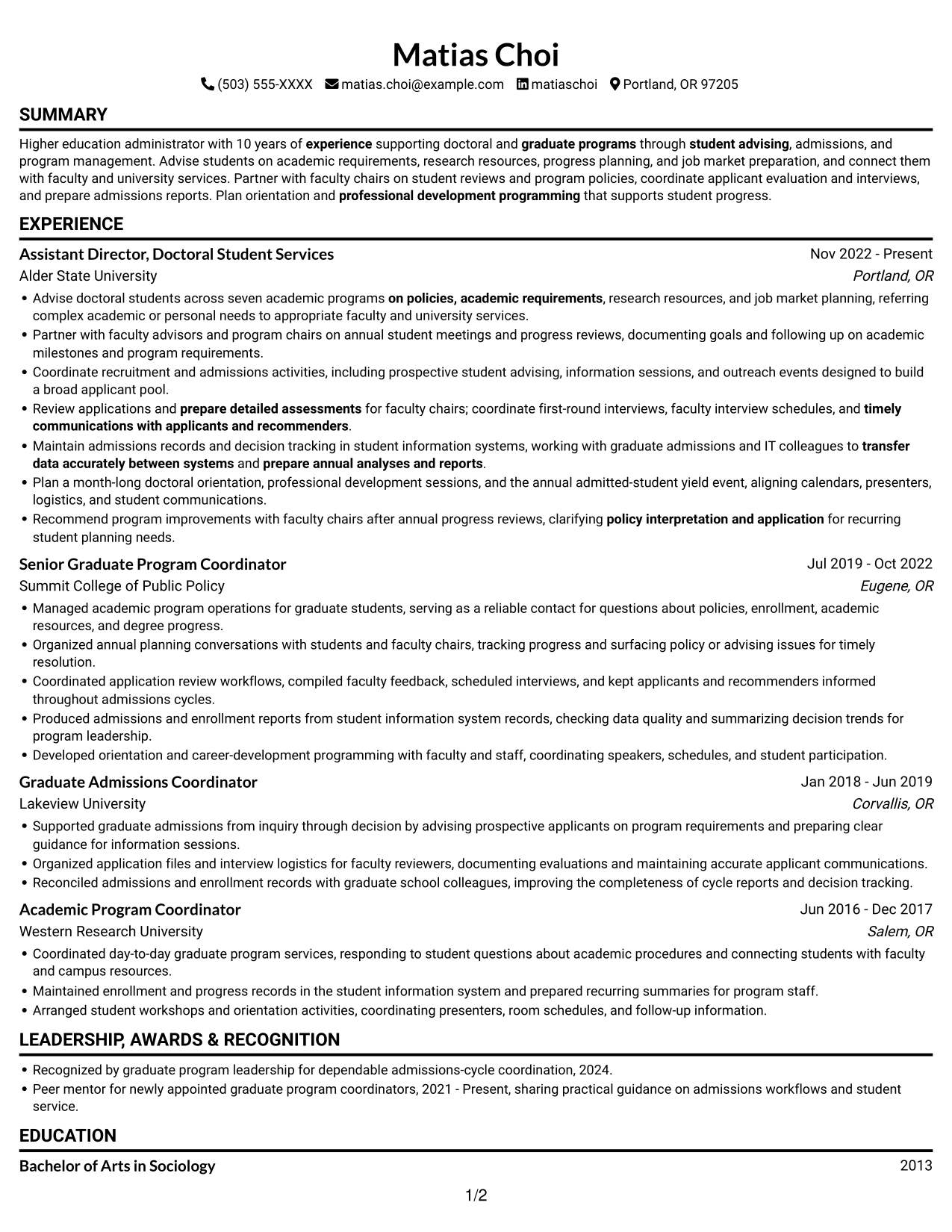 Resume example — page 1