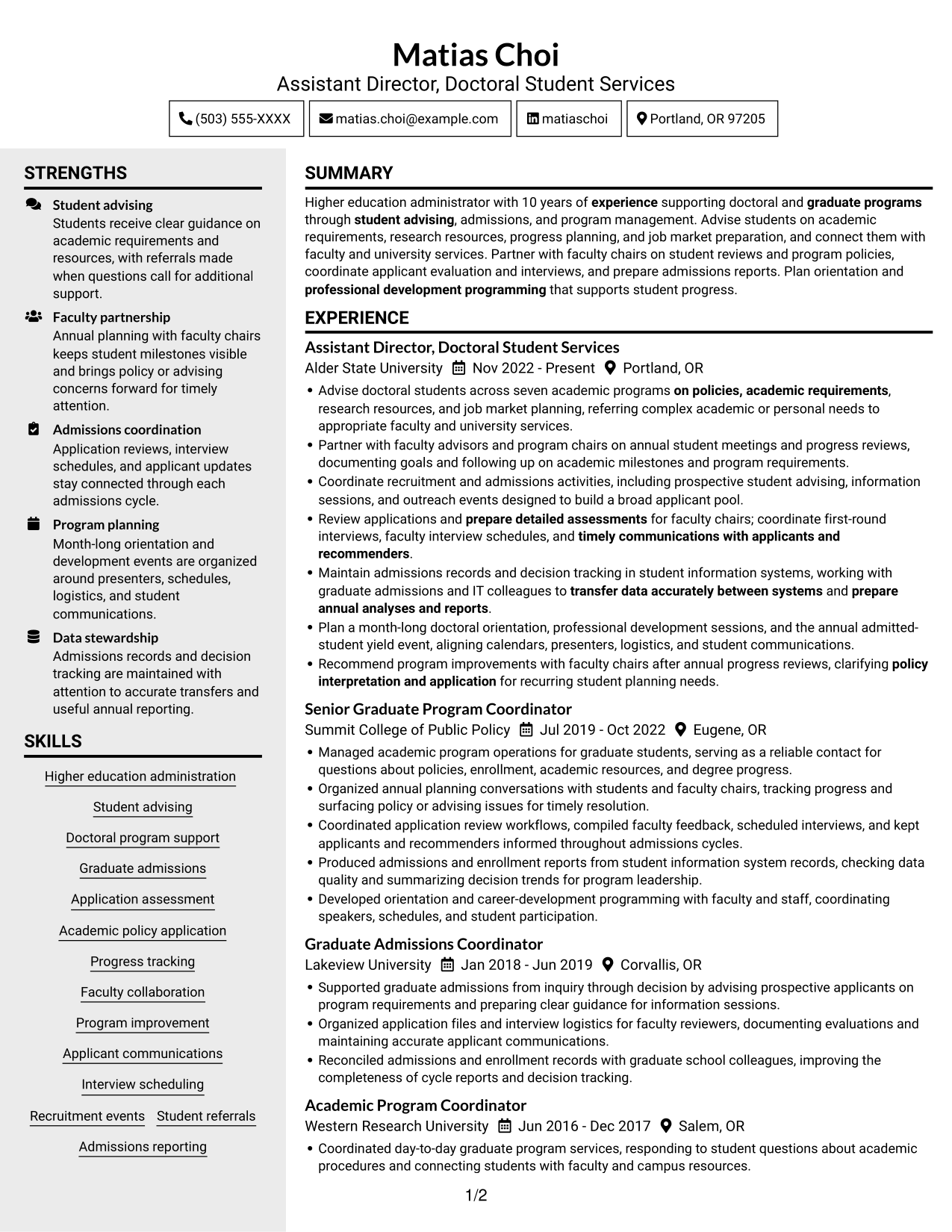 Resume example — page 1