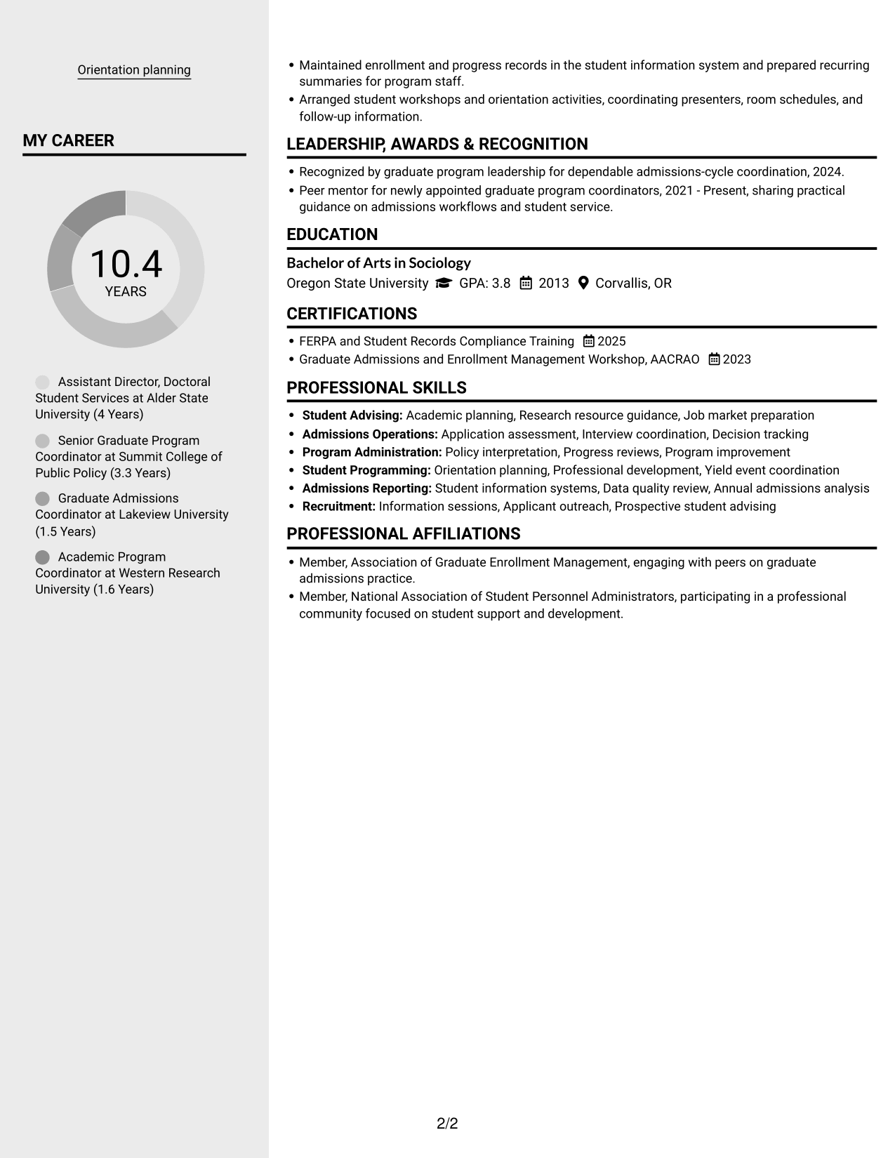 Resume example — page 2