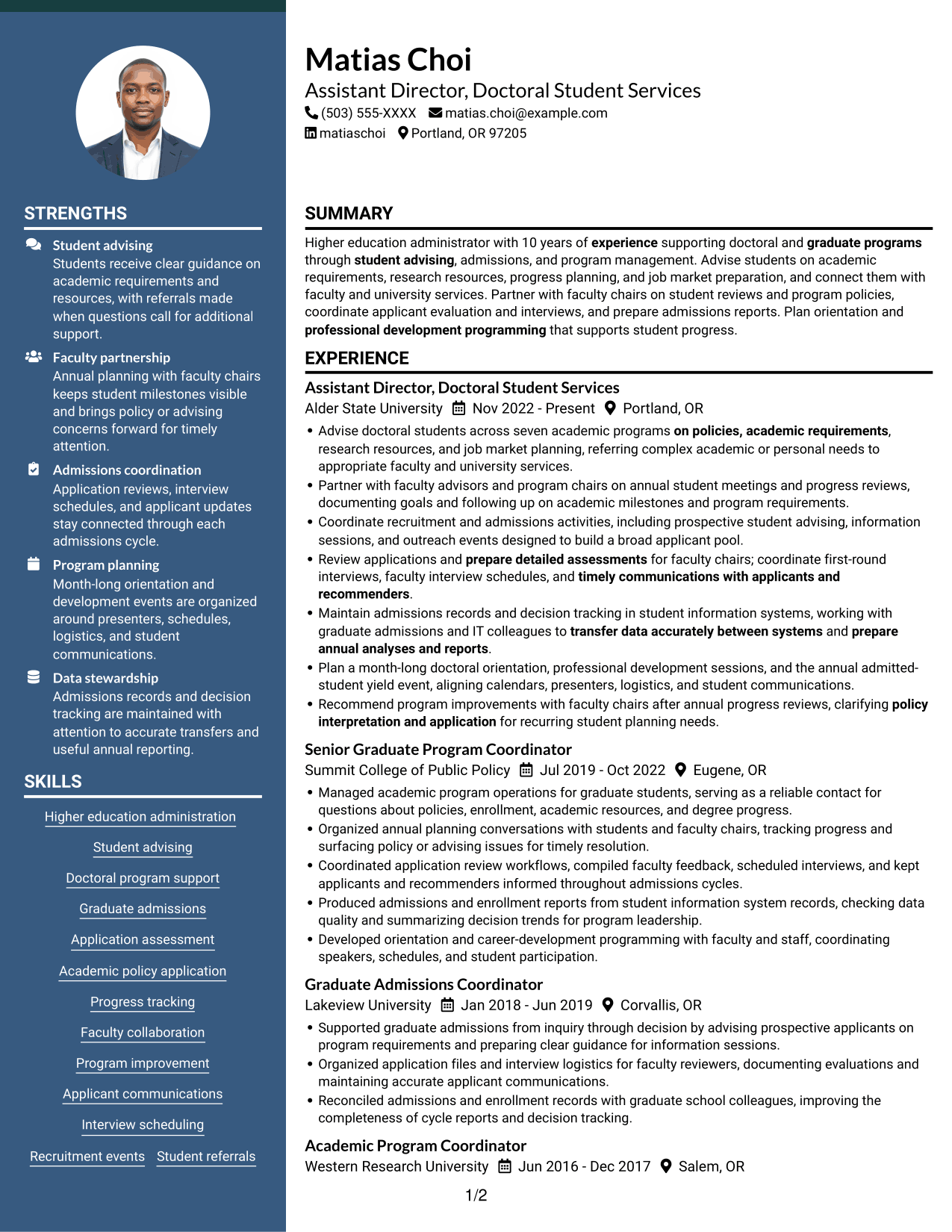 Resume example — page 1