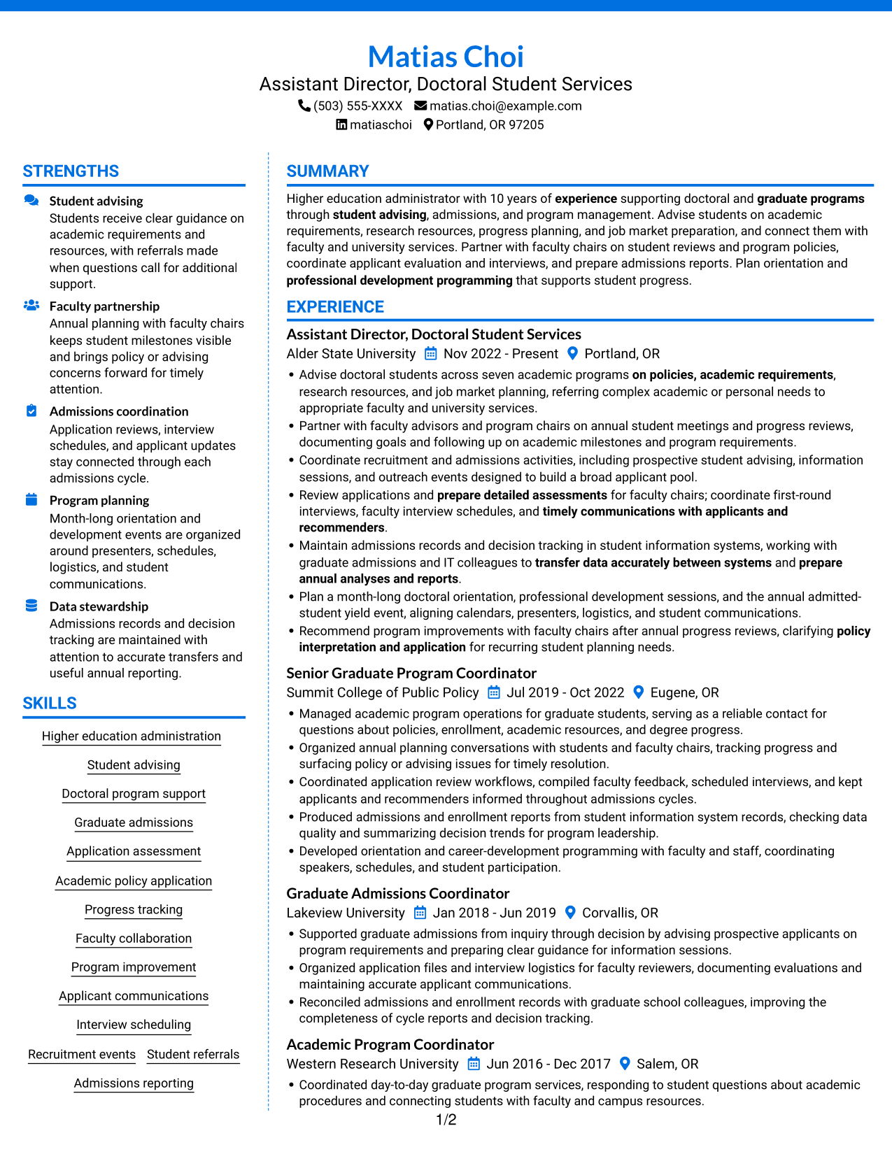 Resume example — page 1