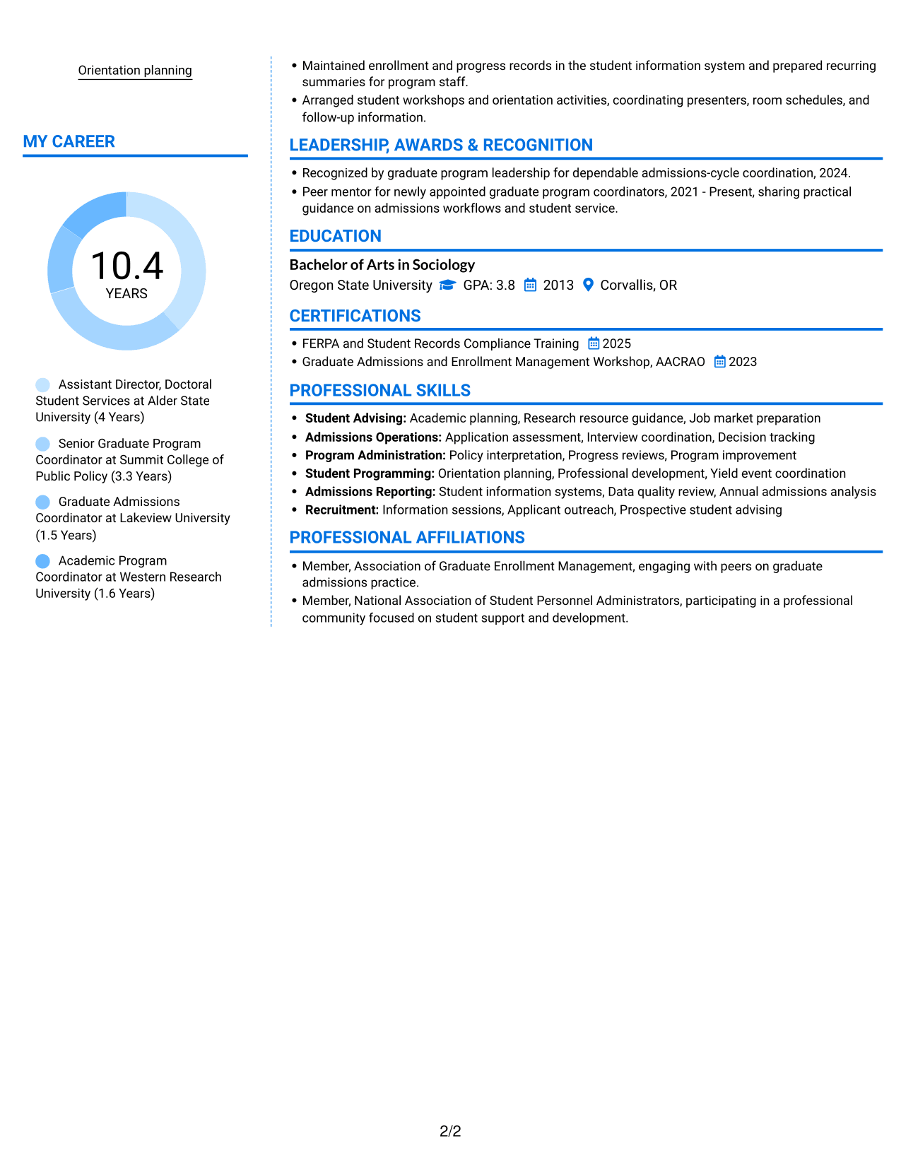 Resume example — page 2