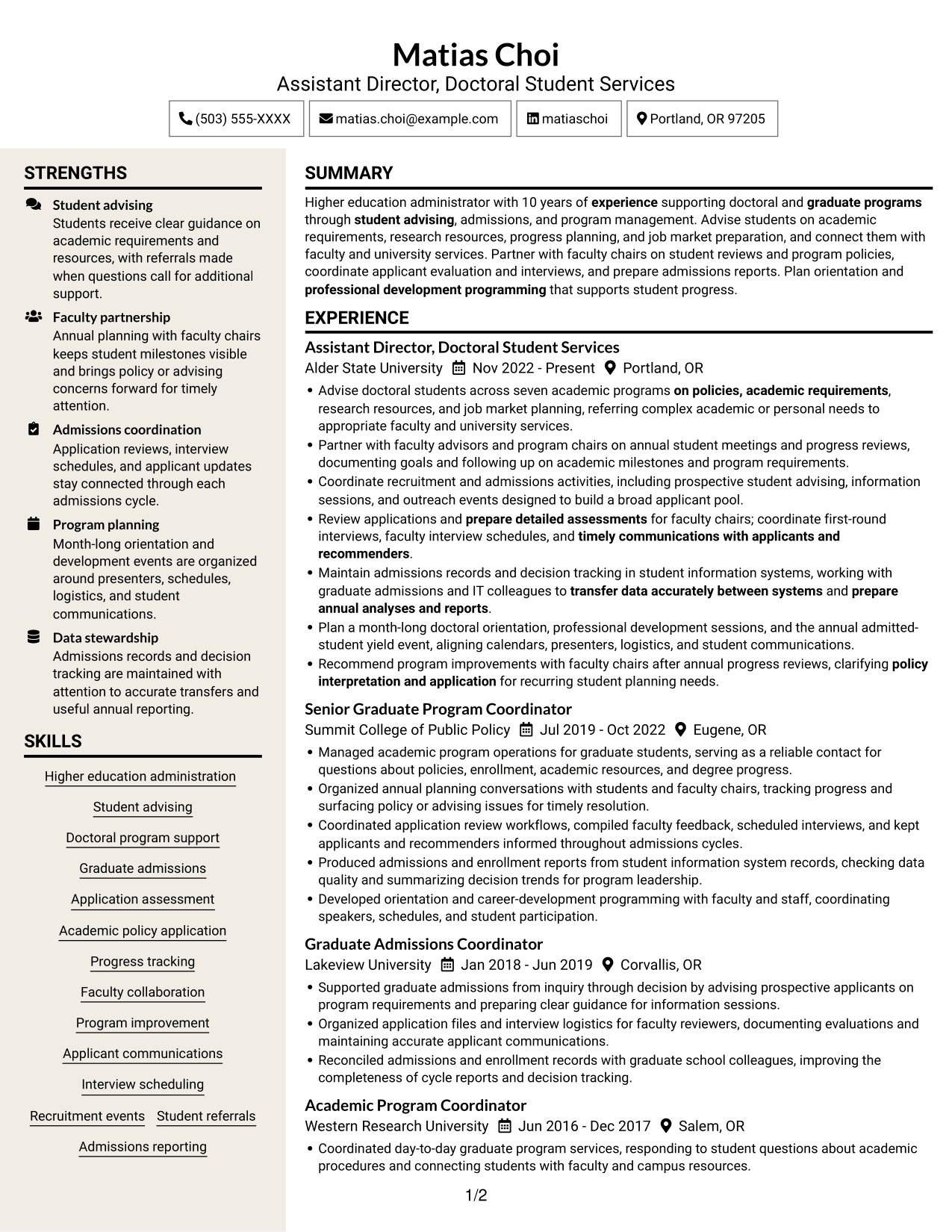 Resume example — page 1