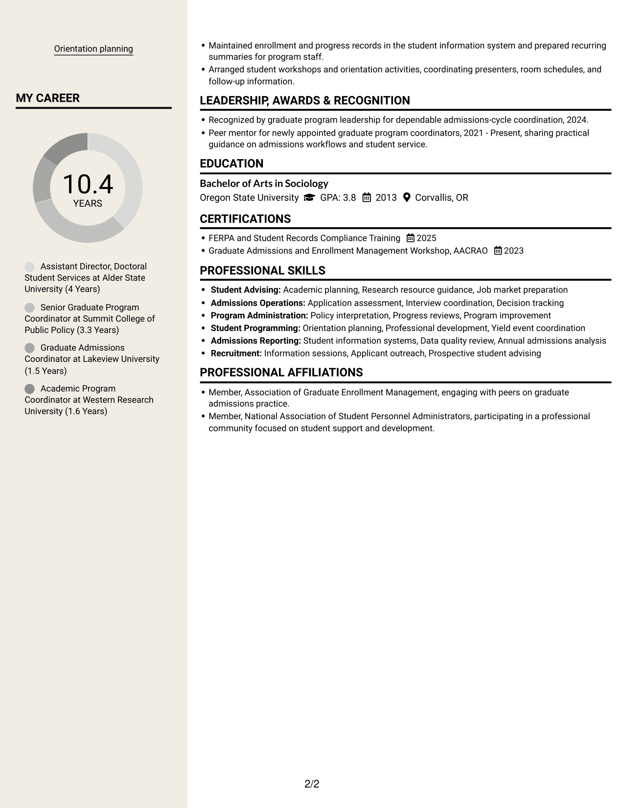 Resume example — page 2