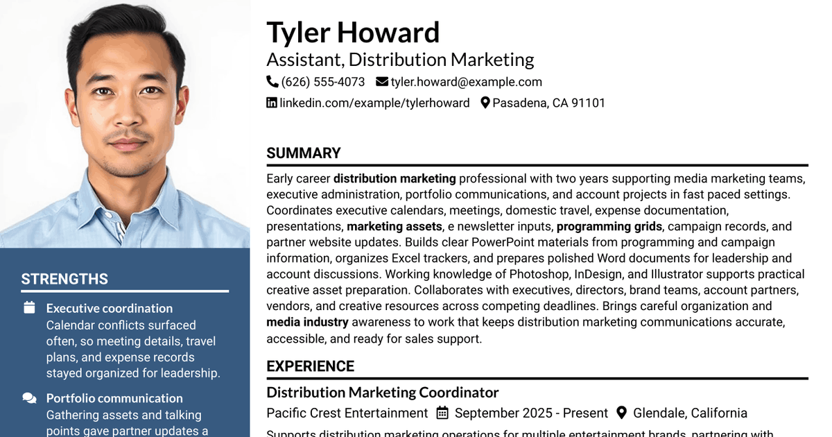 7 Assistant, Distribution Marketing Resume Templates with Example