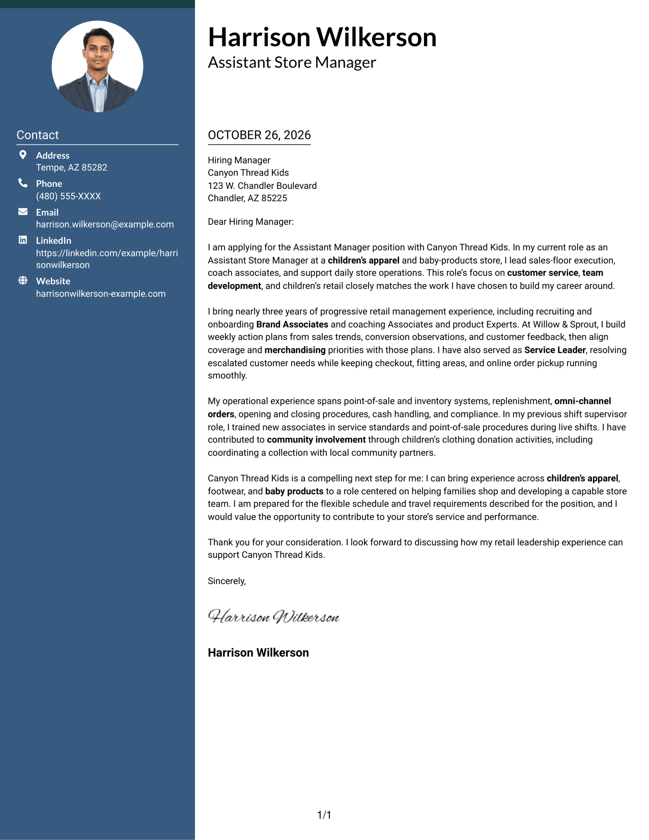Cover letter example — page 1