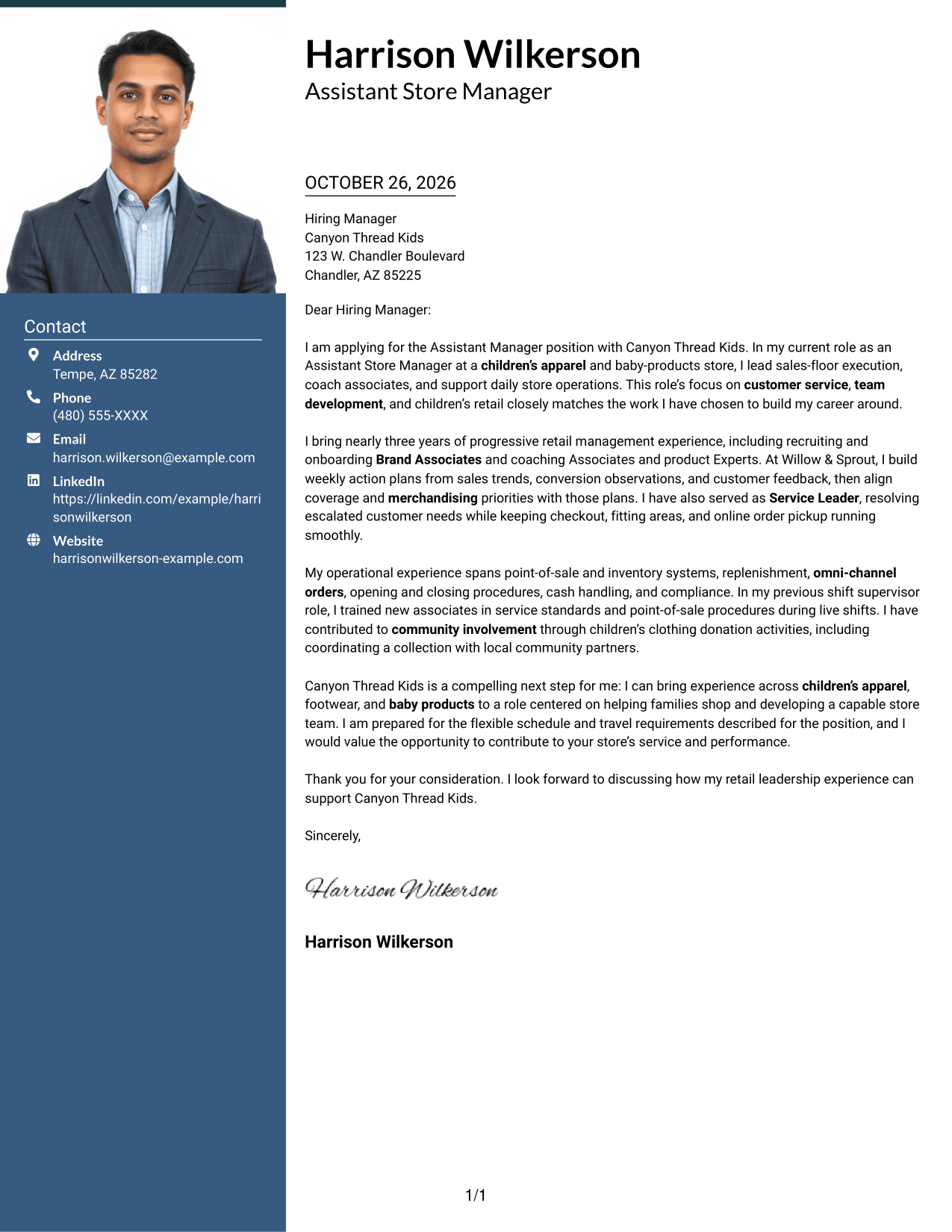 Cover letter example — page 1