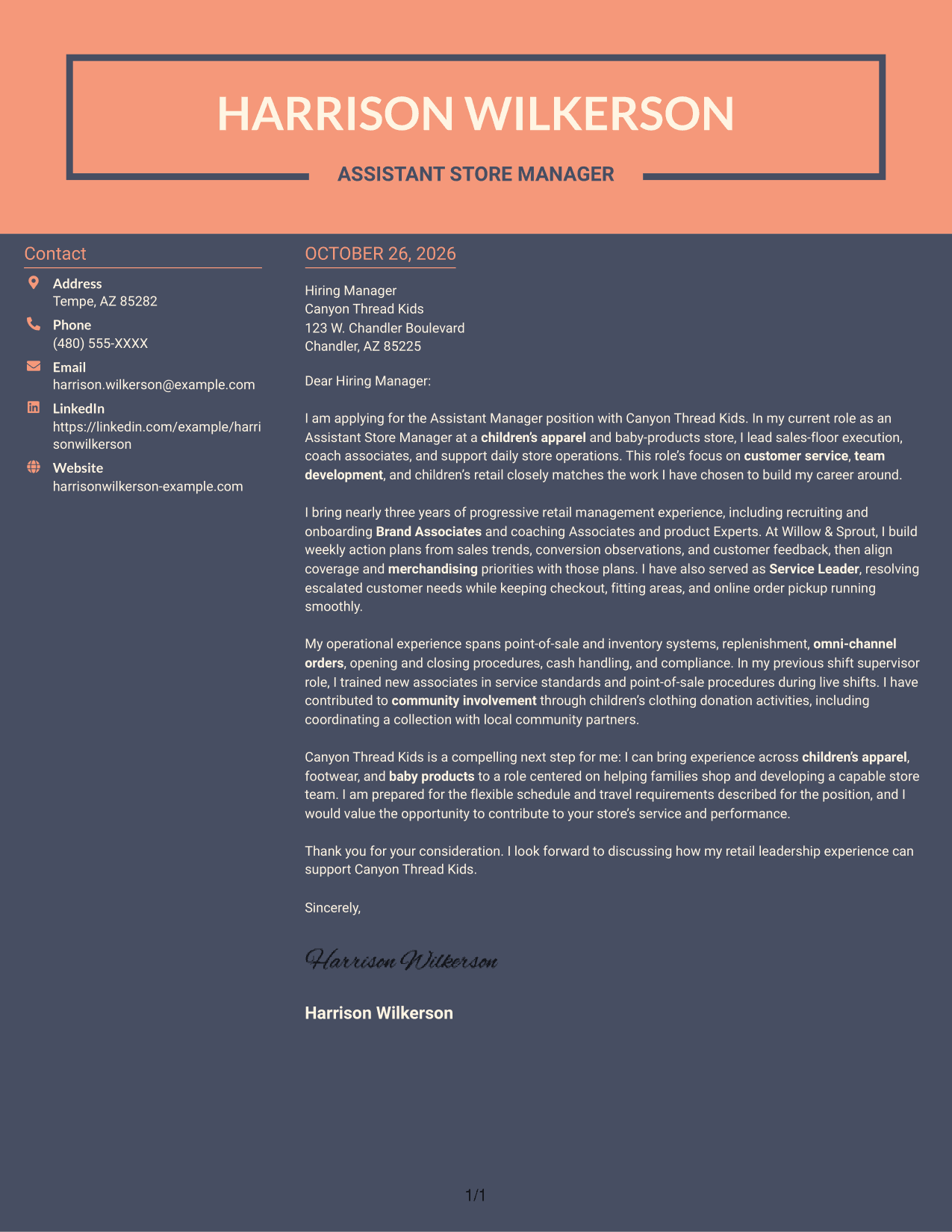 Cover letter example — page 1
