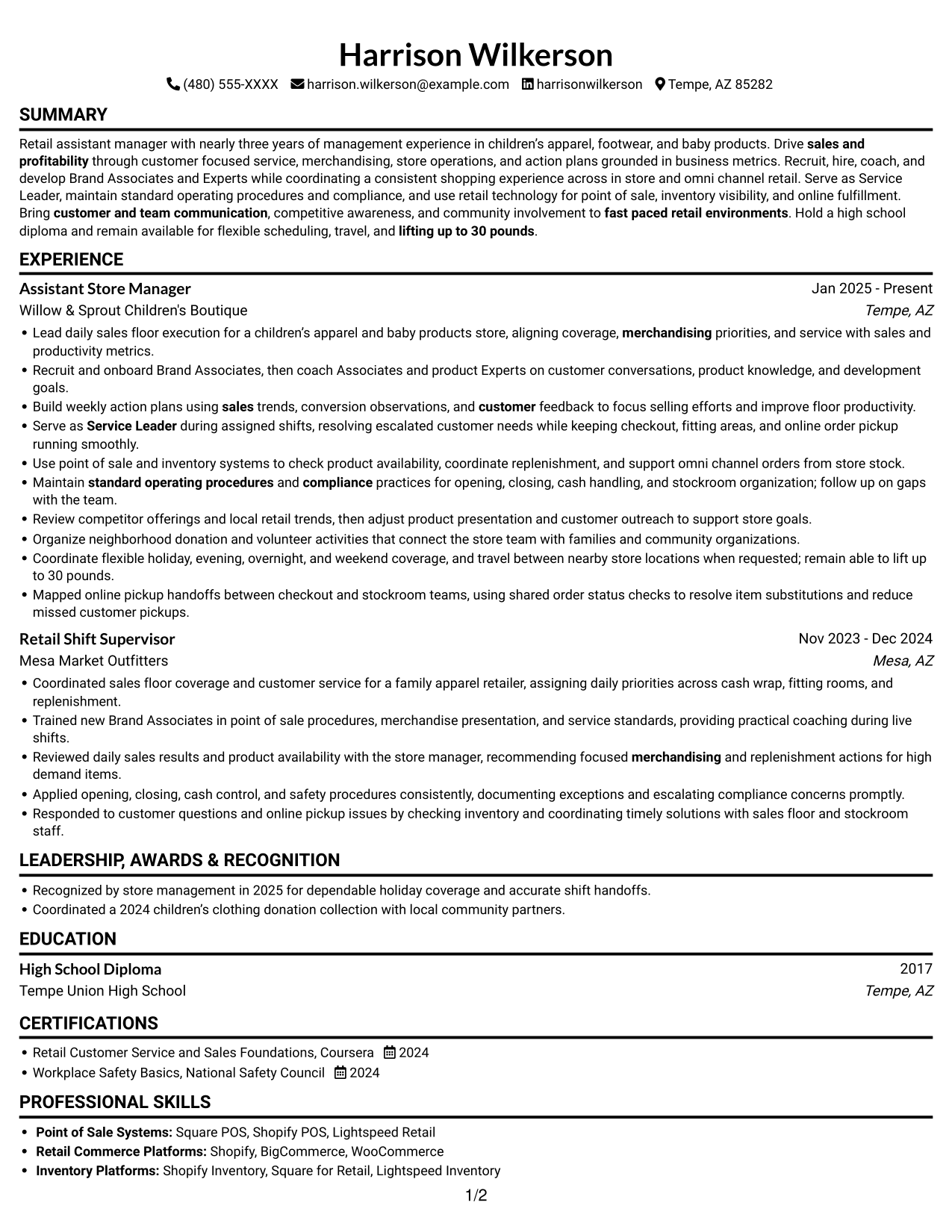 Resume example — page 1