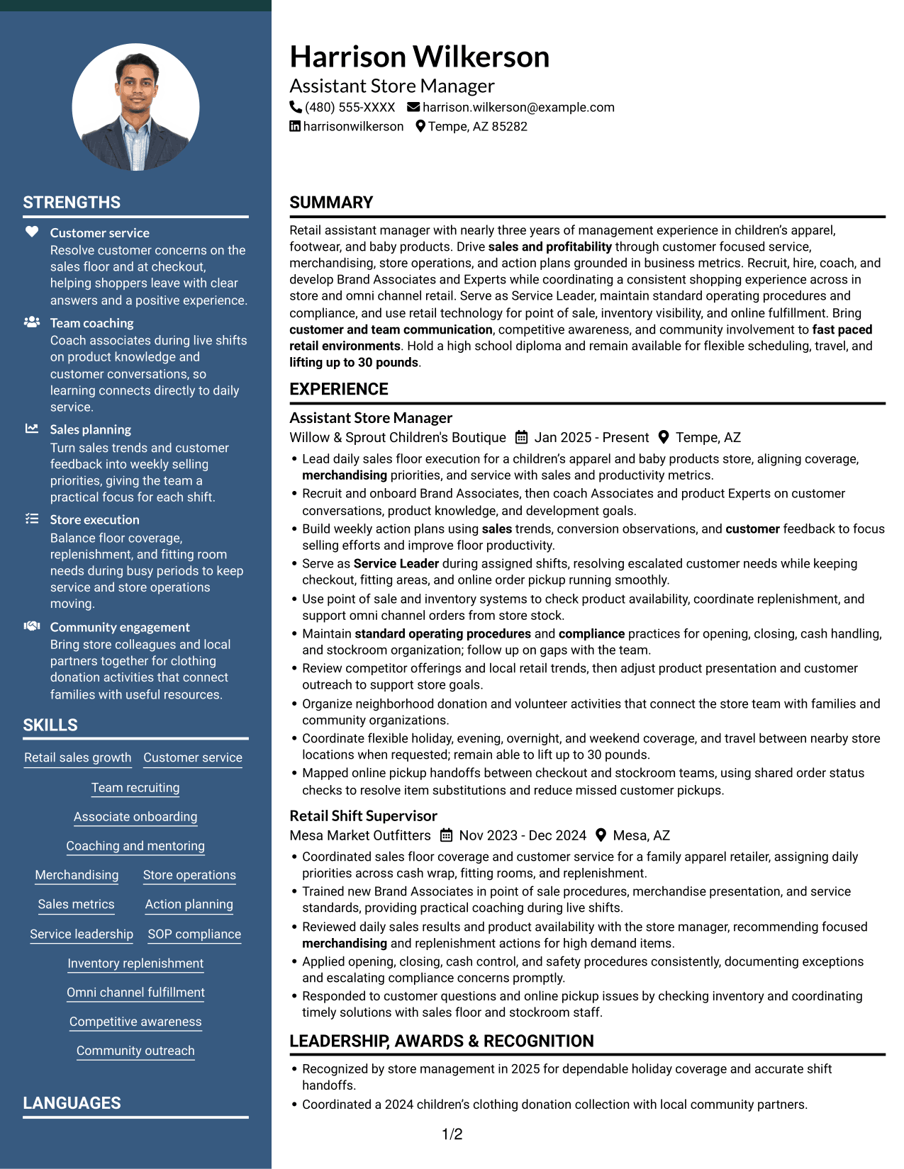 Resume example — page 1