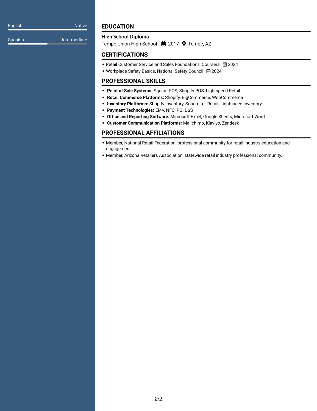 Resume example — page 2