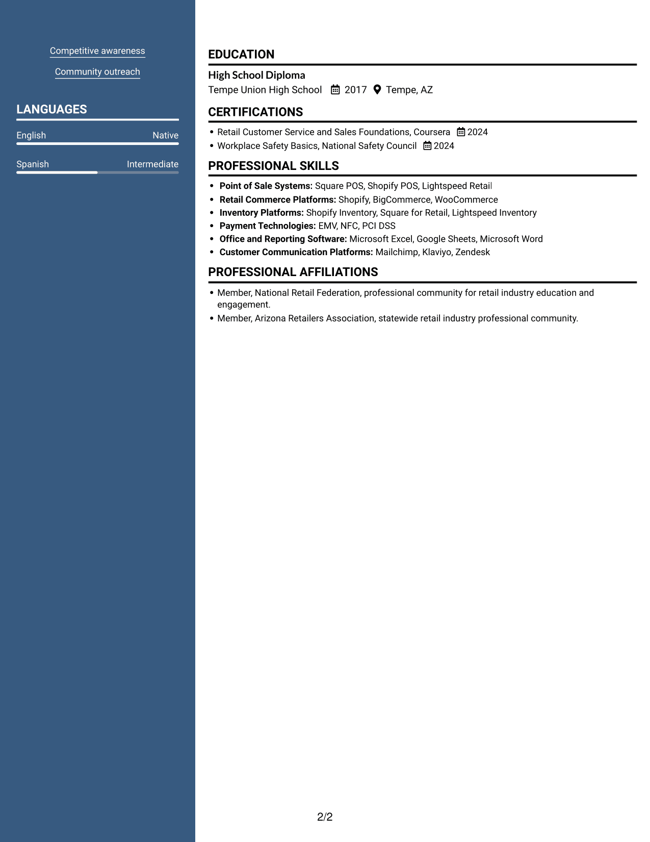Resume example — page 2