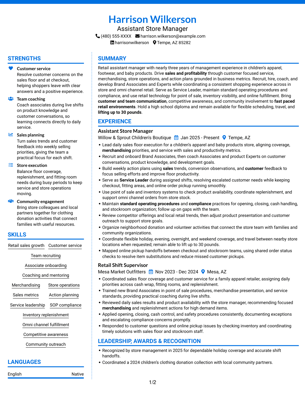 Resume example — page 1