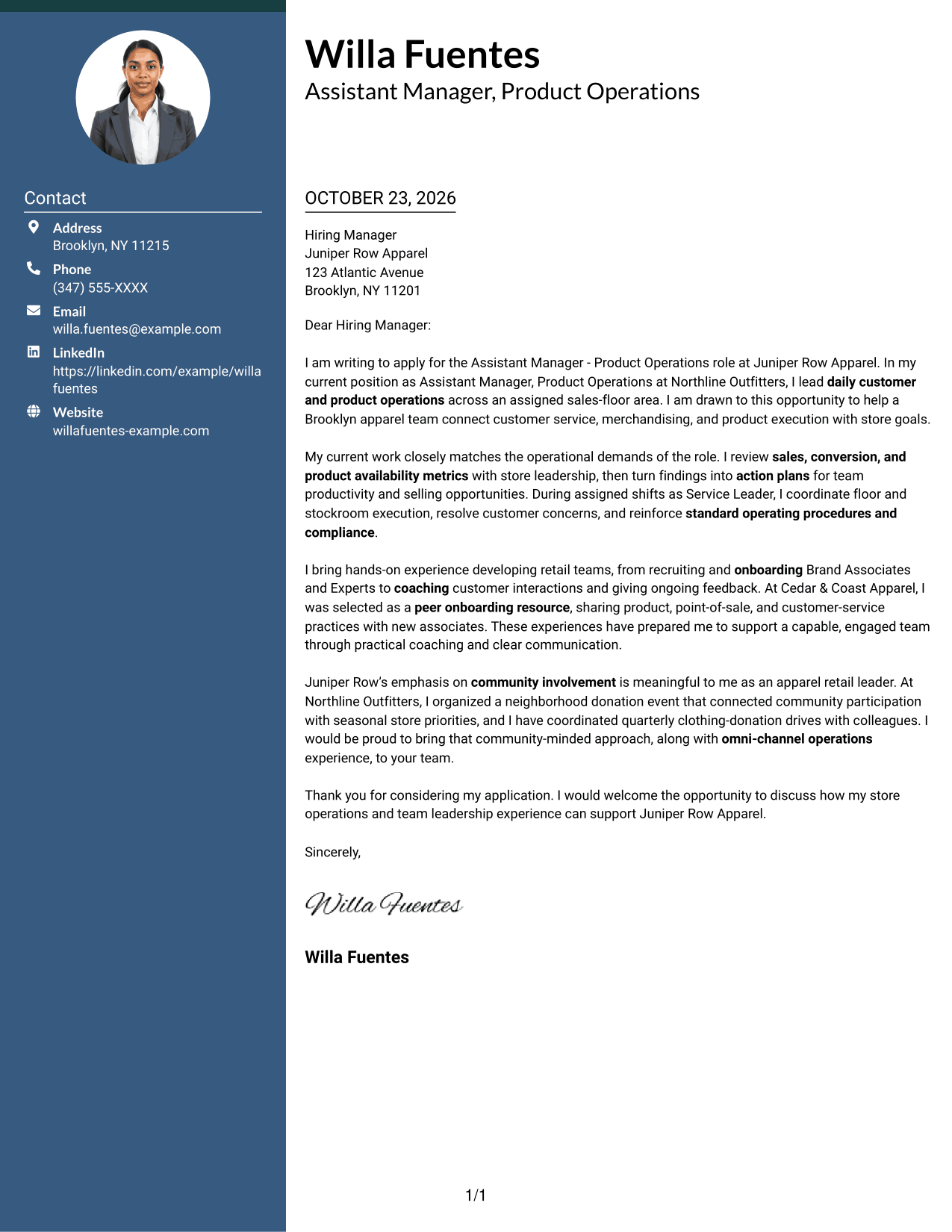 Cover letter example — page 1