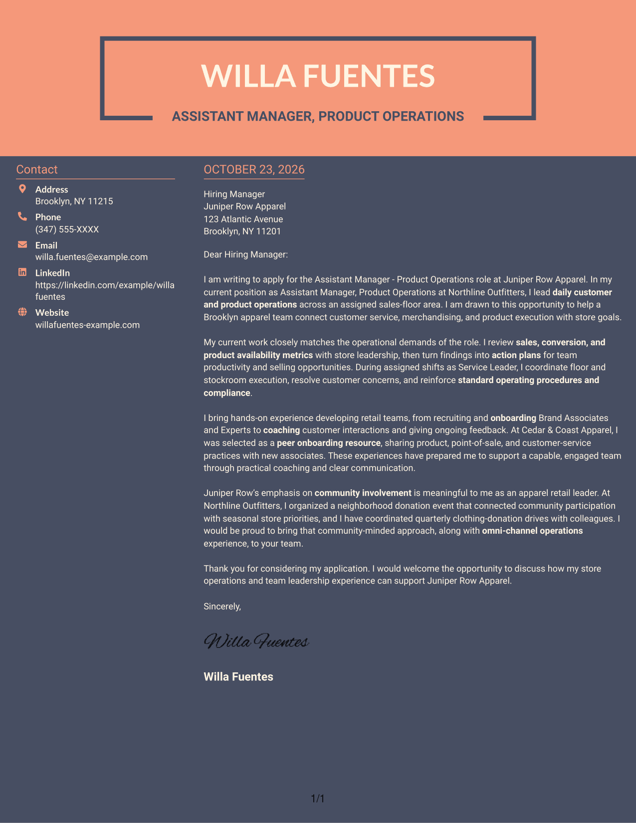 Cover letter example — page 1