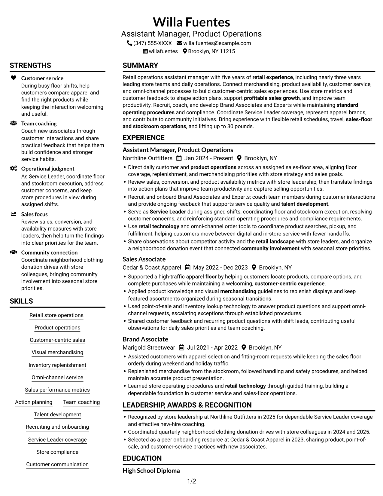 Resume example — page 1