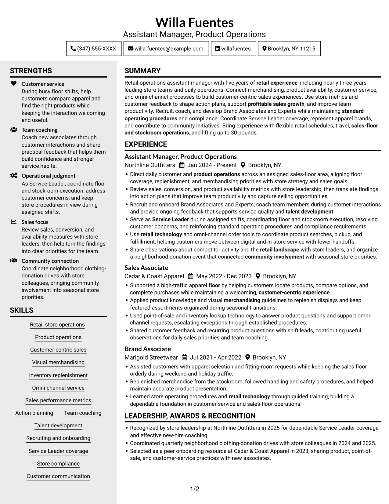 Resume example — page 1