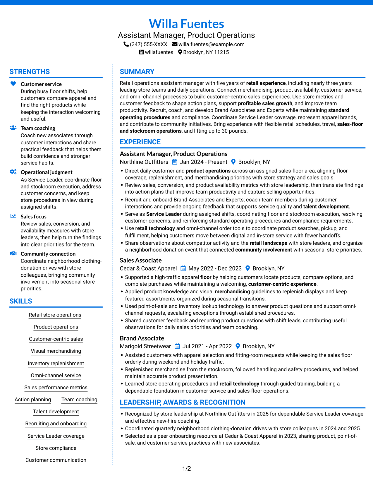 Resume example — page 1