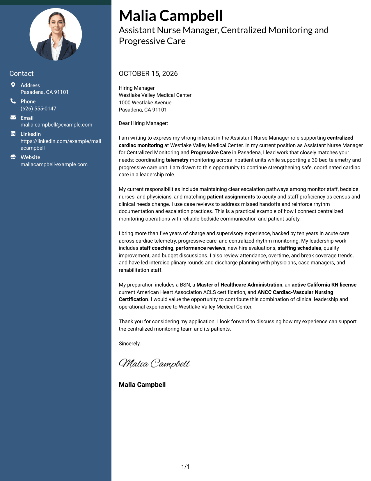 Cover letter example — page 1