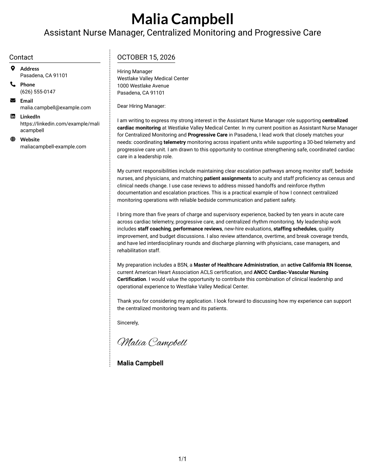 Cover letter example — page 1