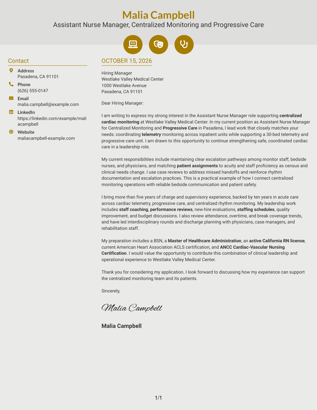 Cover letter example — page 1