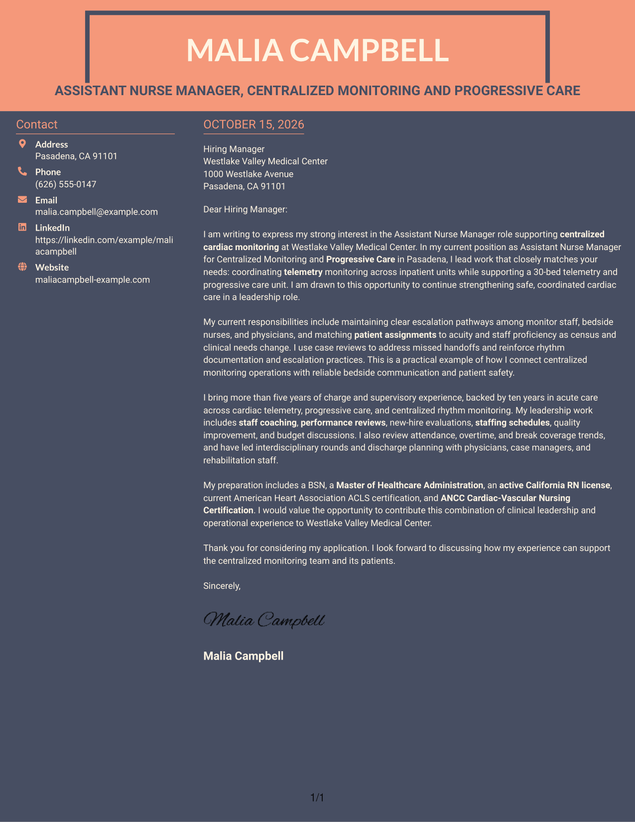 Cover letter example — page 1
