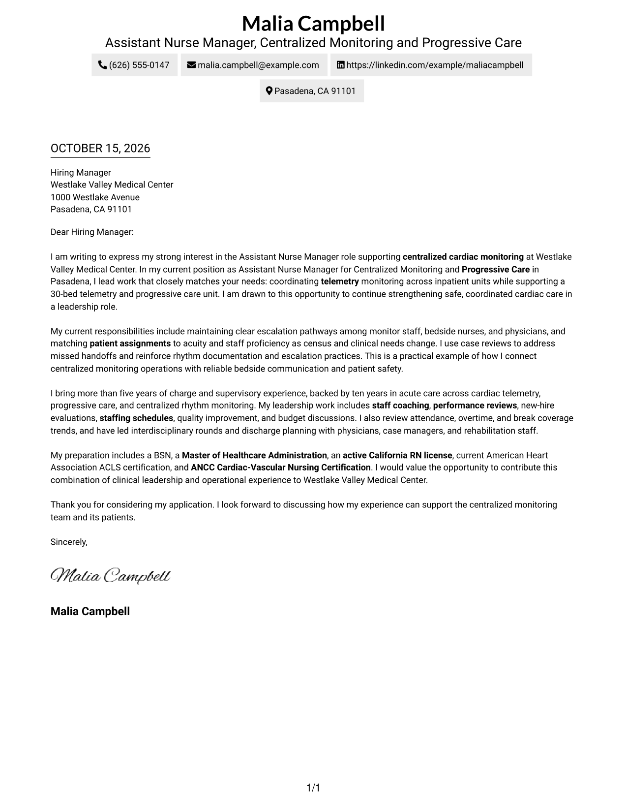 Cover letter example — page 1