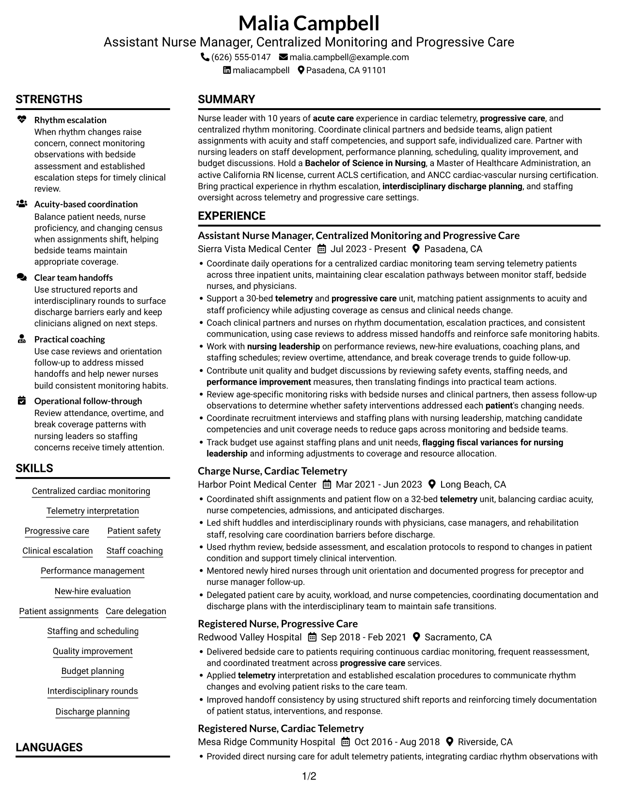 Resume example — page 1