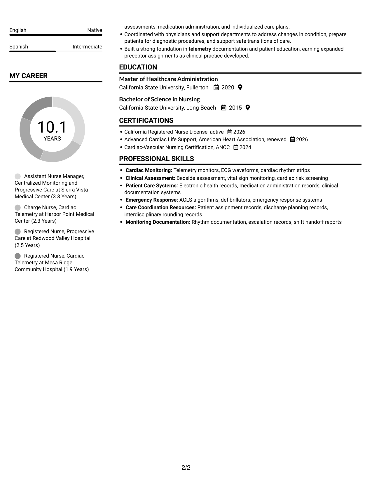 Resume example — page 2