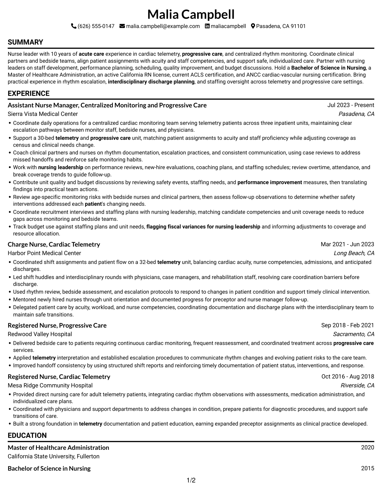 Resume example — page 1