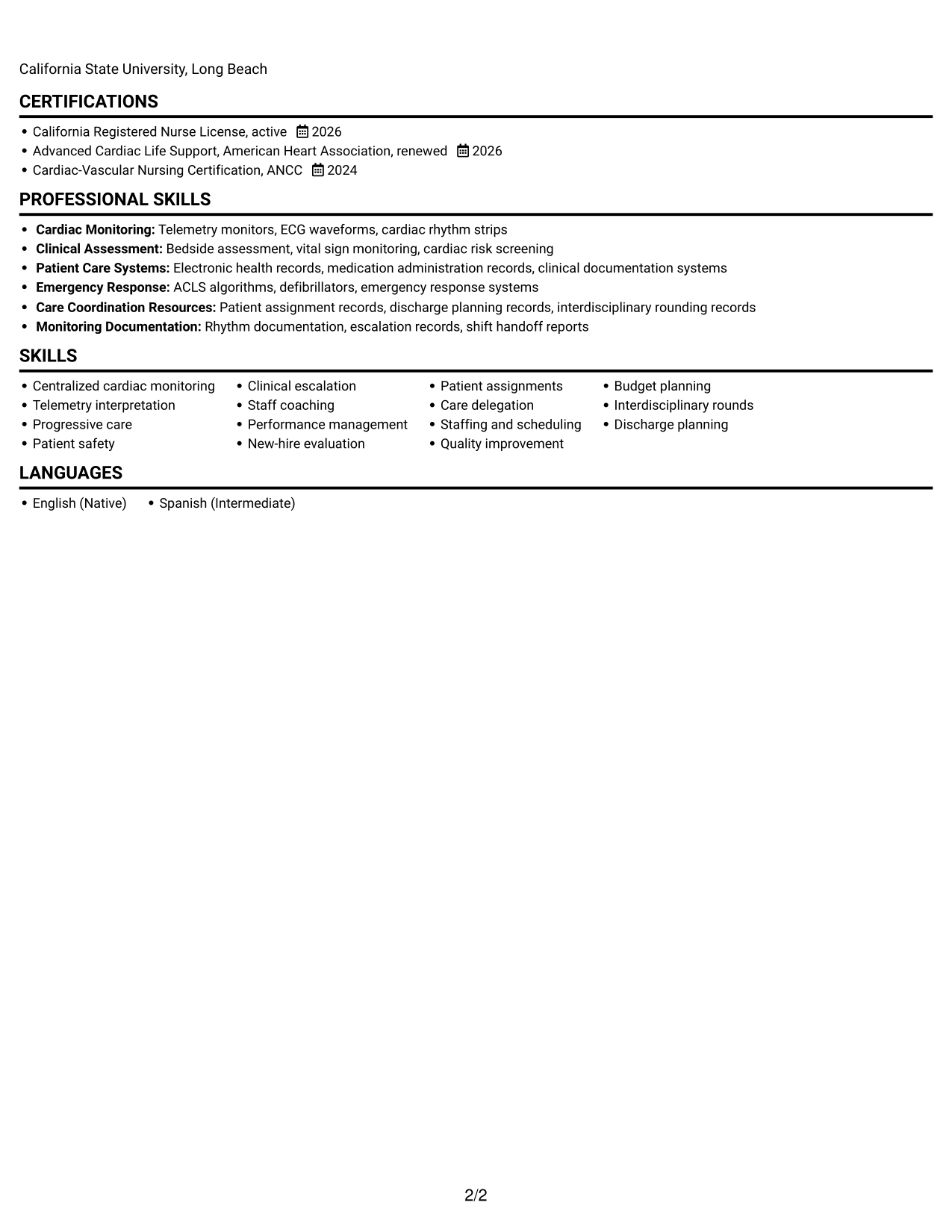 Resume example — page 2