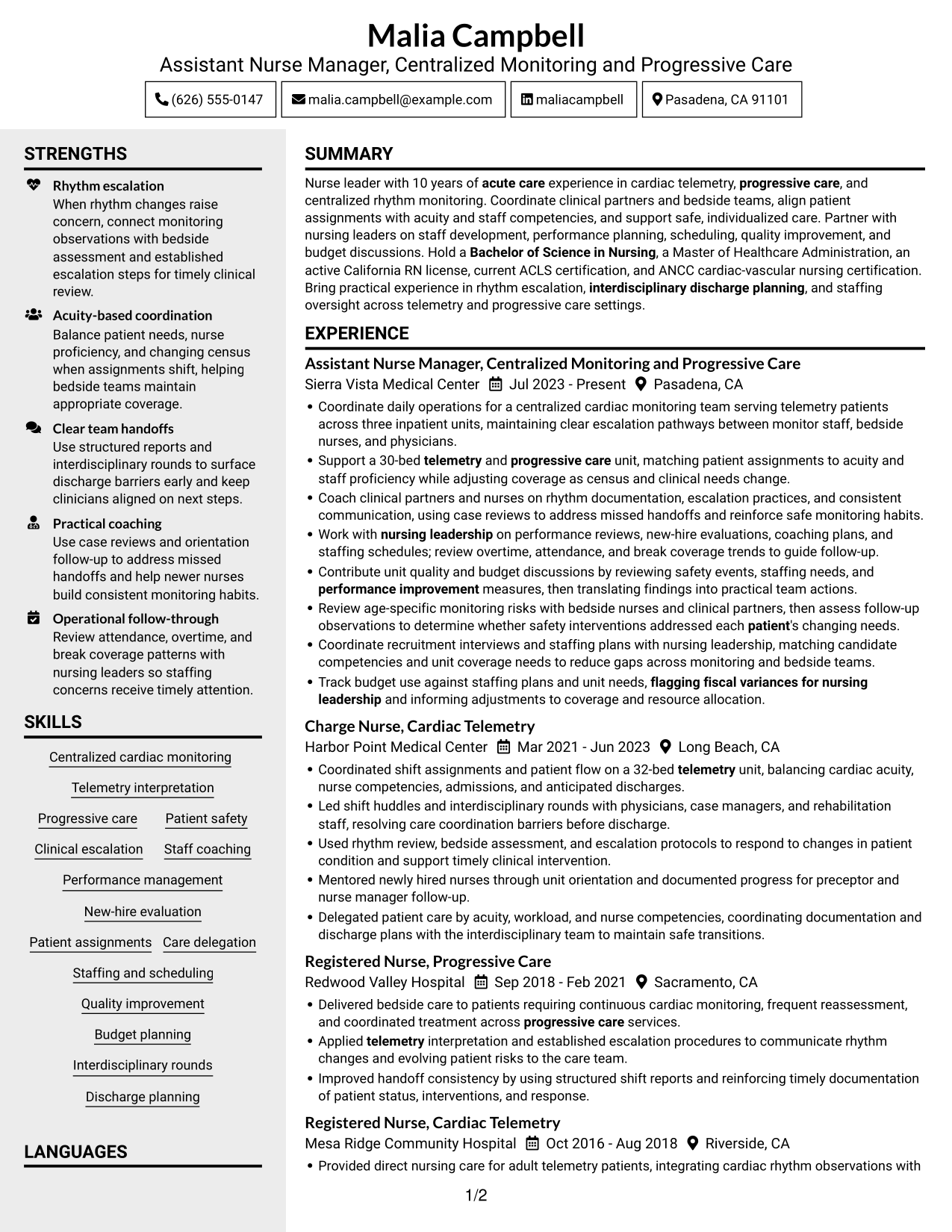 Resume example — page 1
