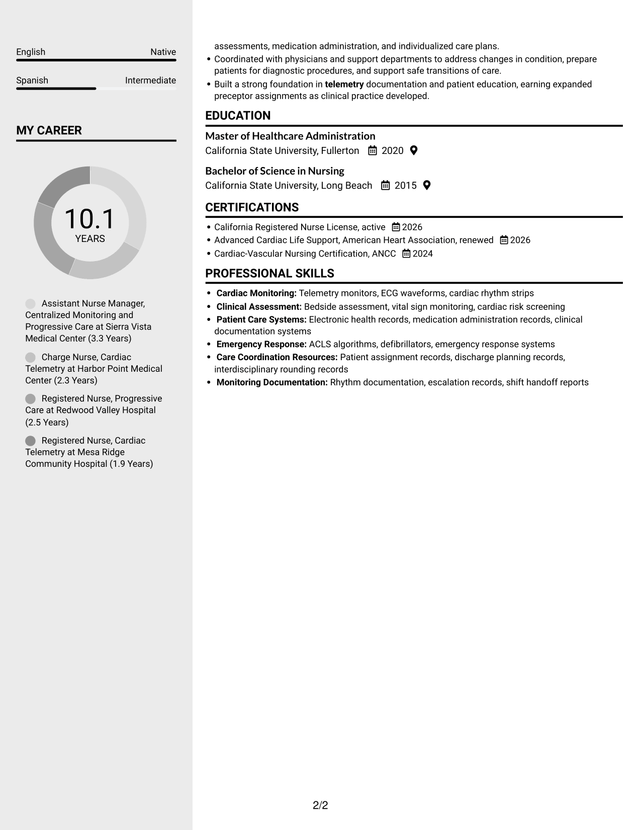 Resume example — page 2
